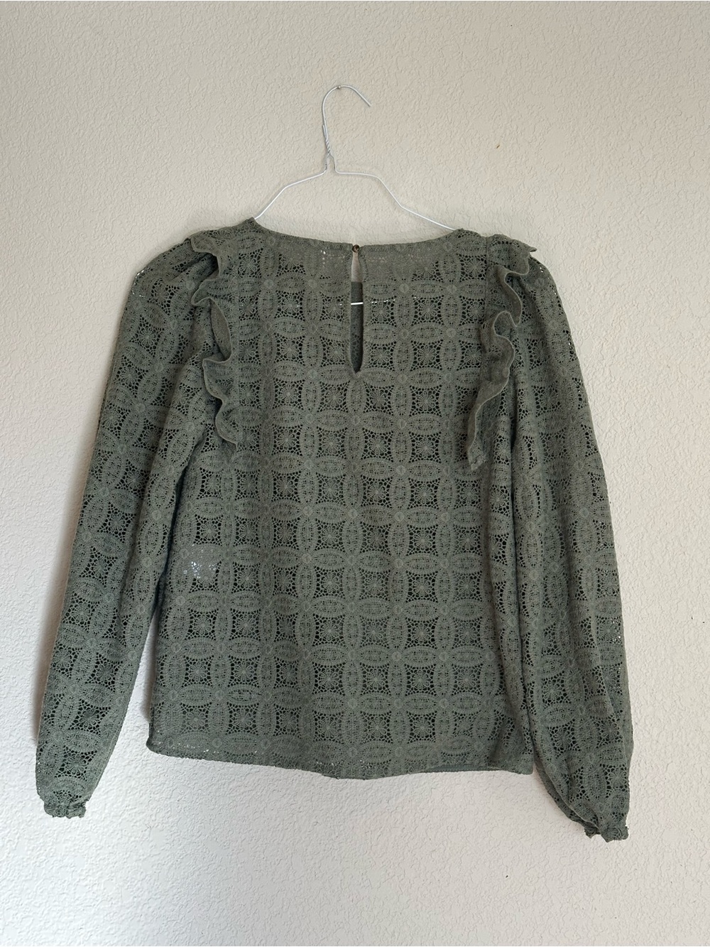 NWT Sézane Salina Lace Blouse Sage Green Size 36 - Picture 3 of 6